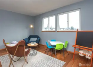 Upper floor bonus/rec room.