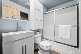 Full bathroom with skylight