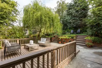 Photos from the previous listing when the willow and garden were in full bloom in the summer!