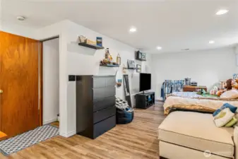 Lower level living area with flexible use.