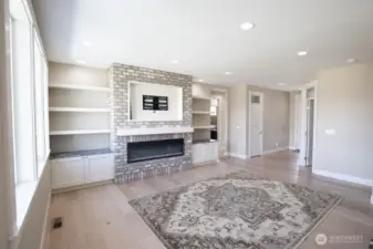 Living room with cozy fireplace