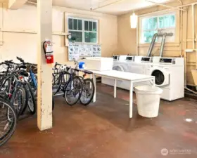 Free laundry room and secure bike storage