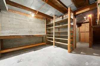 Large storage/utility room is located in the basement.
