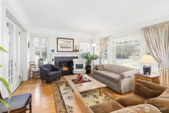Wood burning fireplace in the living room