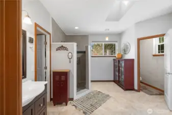 One of two primary bathrooms