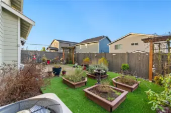 Raised Garden beds w/artificial turf and AC