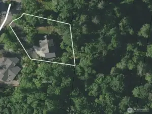 Aerial view of home and adjacent buildable lot—available together under MLS 2382673.