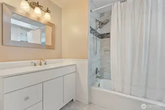 Fully remodeled upstairs bathroom, tasteful and beautiful.