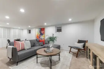 The lower level is a perfect media room, play room, or work out space.