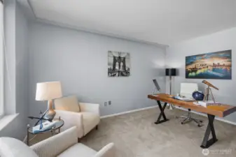 Multi-functional den, perfect as a home office or a 3rd bedroom in this 1,754 sq ft condo at Bellevue Pacific Tower.