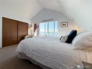 Roomy master bedroom with views