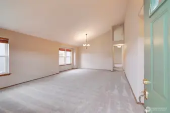 Front entry into the spacious living room.
