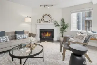 Enjoy the cozy wood-burning fireplace.