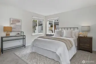 Bedrooms are both bright/spacious (with all-new carpet & paint.)