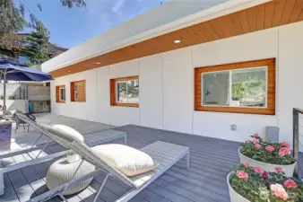Side deck, supportive of hot tub with electrical ready
