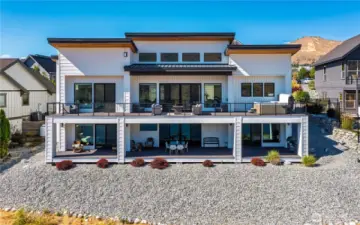 Beautiful shot of the back of the house. Low maintenance and safe borders around the property.