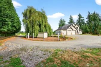 View of the driveway and home