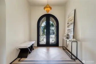 Stone inlay on Engineered Hardwood Floors