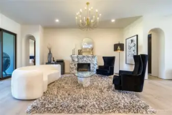 Gas Fireplace with Stone Enclosure