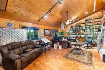 Executive office in the shop. Stunning knotty pine finishes, quality surroundings.