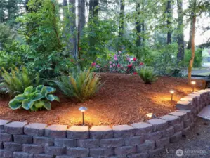 Landscape features and trails throughout the property.