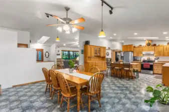 Spacious kitchen with eating/prep island and dining area