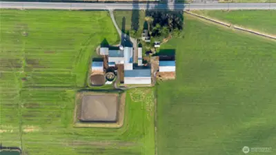 Overhead view. The roofs are in good shape