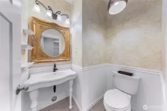 Guest half bath located on the main floor