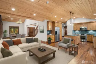 Virtually Staged living room and dining room