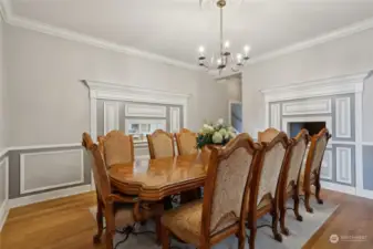 Formal dining room with Chefs prep stating amd pass thrtu