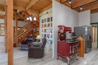 All of the walls in this post and beam timber frame home can be moved if desired! So unique and beautiful.