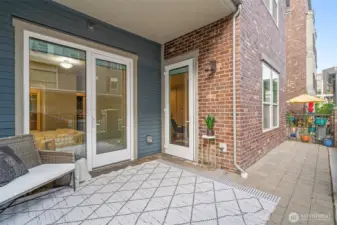 Easily accessible from primary bedroom and living room. Double Doors from bedroom make moving a breeze.