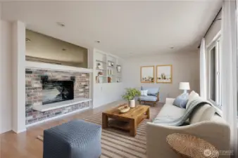 Living Room with Wood-Burning Fireplace