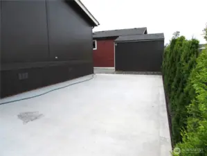 SEMI-PRIVATE 15' X 30' PATIO, SHED W/ POWER & ACCESS TO FRONT OF HOME.