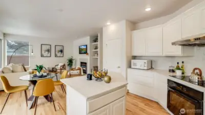 You will love this great room offering open sight lines from the kitchen to eating space and living room, great for everyday living and gatherings.