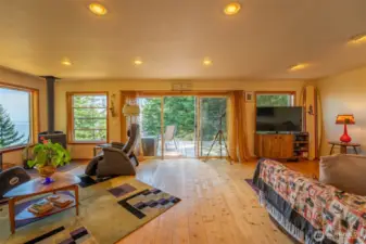 Large Family room with wood stove.