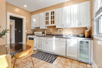 Updated kitchen, including dishwasher and wine fridge.