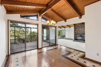 Dinning room with Views of the Bay and another part of the deck