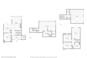Whole house Floor Plan showing the 4 bed rooms & 3 bathrooms