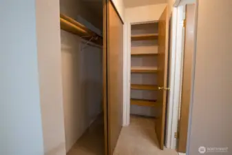 Closet and linen closet in Primary Upstairs