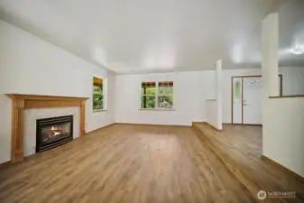 Large living room with propane fireplace