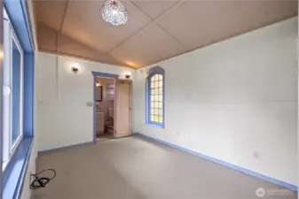Interior of the 349 cabin, with 3/4 bath.