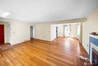 Living & Dining room view with taking out the wall could become Kitchen redseign and open floorplan