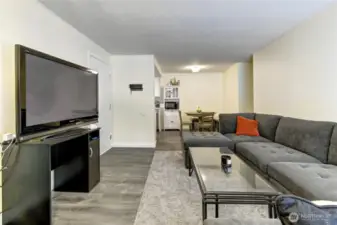 Open concept living and dining room.