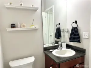 1/2 bath on the lower level; great access for guests!
