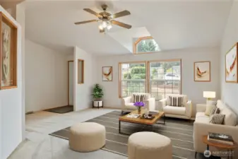 virtually staged shows a potential living room layout