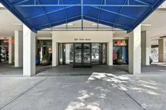 Covered lobby and secure access.