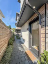 Private walkway on both sides of the building