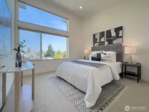 Amazing vaulted ceiling bedroom with tons of natural light