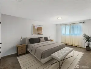 Primary bedroom with dual closets